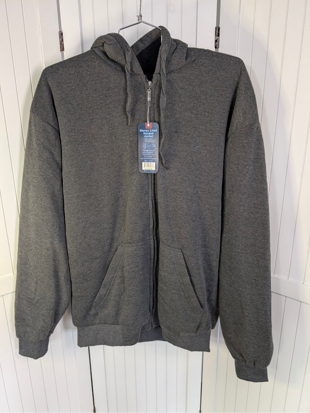 Big Ball Sports Men's XL Gray Sherpa Lined Full Zip Hoodie Jacket NWT